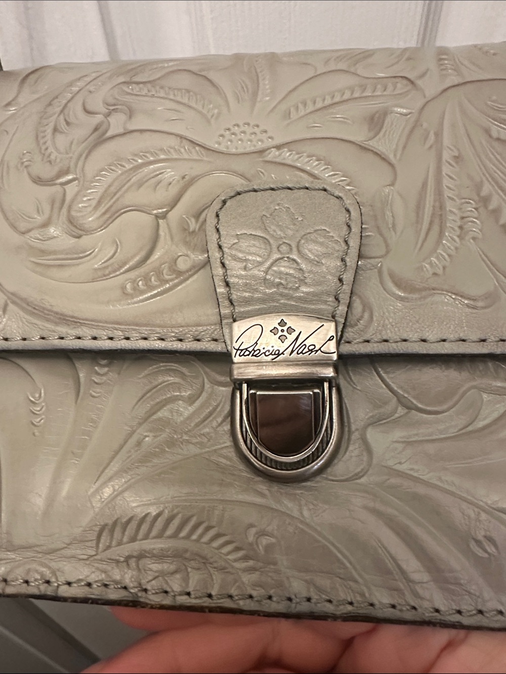 Patricia Nash Embossed Leather Crossbody in Gray - Picture 5 of 9
